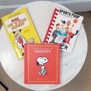 3 funny books includes Philosophy of Snoopy & All Time Greatest Sport Quotes